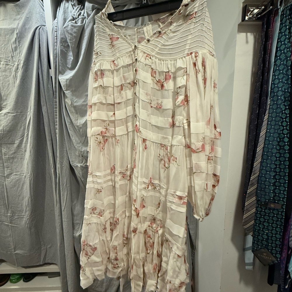 Zimmermann Cream and Pink Long Sleeve Dress